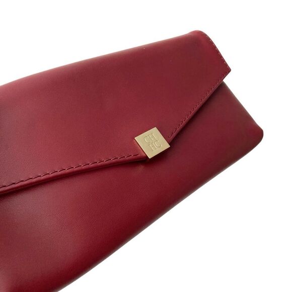 CH Carolina Herrera Red Leather Envelope Clutch - Picture 4 of 16